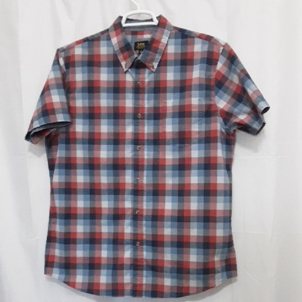 Lee Regular Fit Men's Checkered Red and Blue Shirt